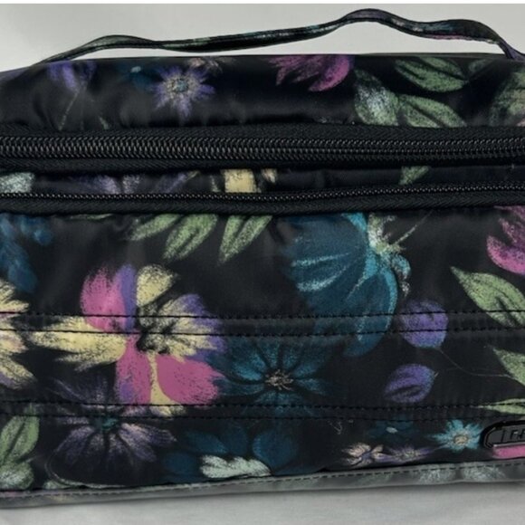 Lug Trolley & Sleeper Cosmetic Makeup Brush Travel Bags Purple Floral Set Of 2 - Picture 4 of 8